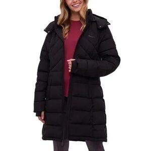 BENCH Women's Long Puffer Jacket w/ Removable Hood, Black, Sz M, NWT